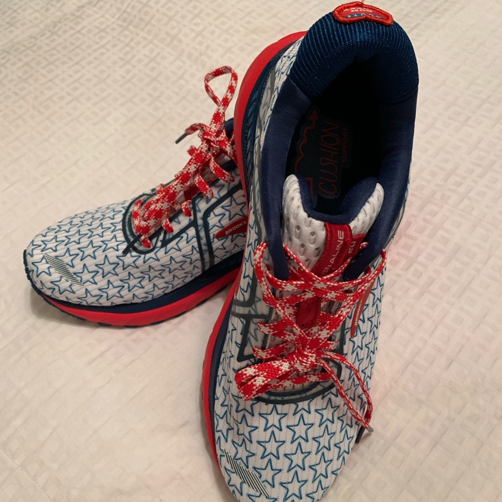 Brooks White and Blue Star Sneakers